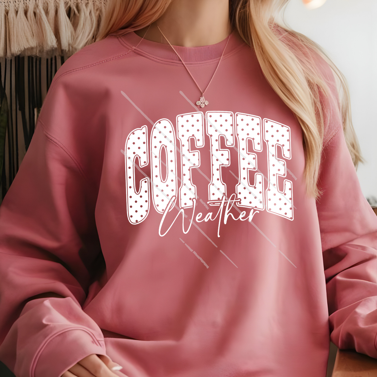 COFFEE WEATHER WHT POLKA DOT - DTF TRANSFER