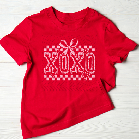 XO XO HEARTS & CHECKERED LIGHT PINK - DTF TRANSFER