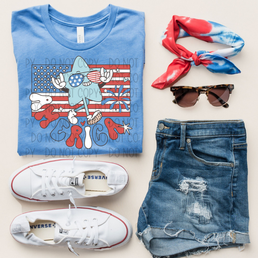 AMERICA GROOVY STAR - DTF TRANSFER
