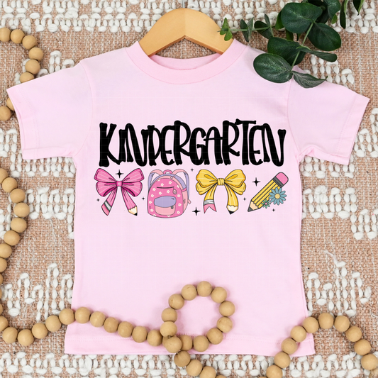 BLK KINDERGARTEN BOWS & BAG - DTF TRANSFER
