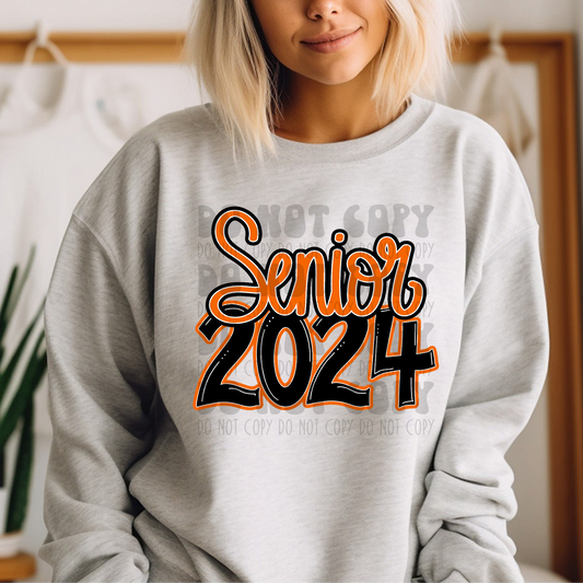 SENIOR 2024 ORANGE/BLACK - DTF TRANSFER