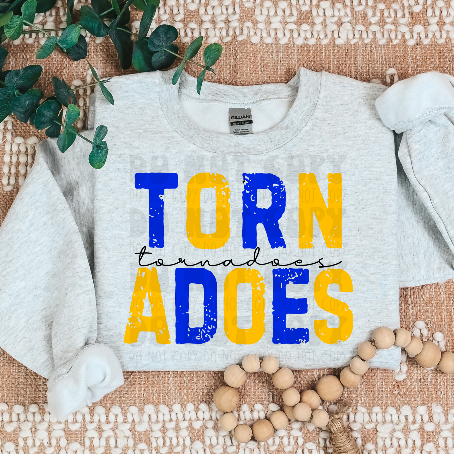 TORN-ADOES BLUE GOLD DISTRESSED - DTF TRANSFER