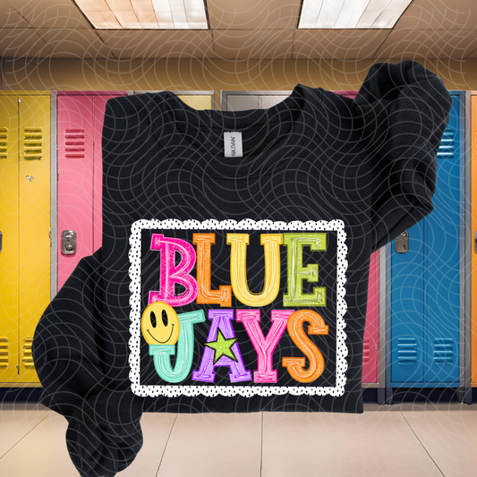 BLUE JAYS POLKA DOT FRAME - DTF TRANSFER