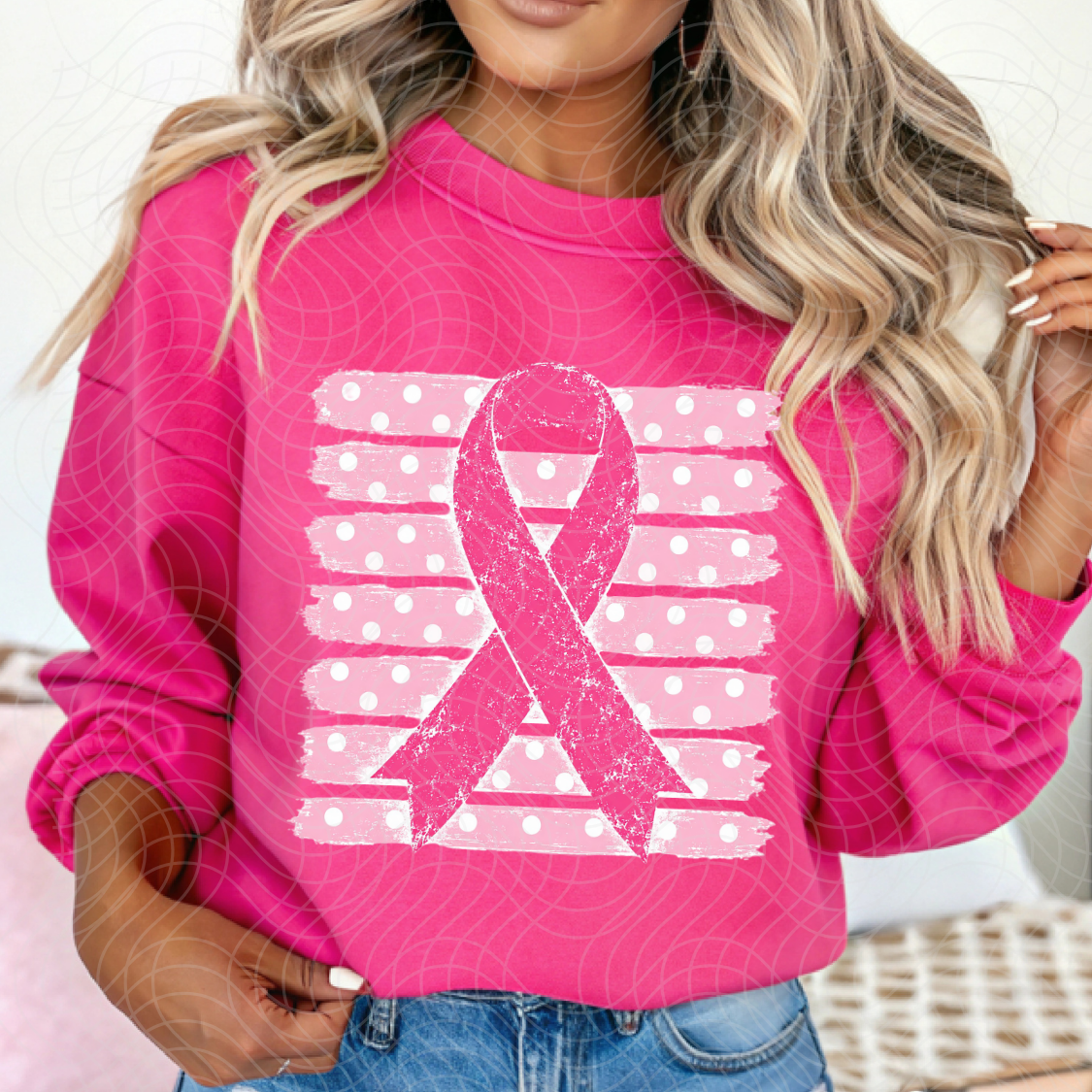 PINK RIBBON STRIPES - DTF TRANSFER