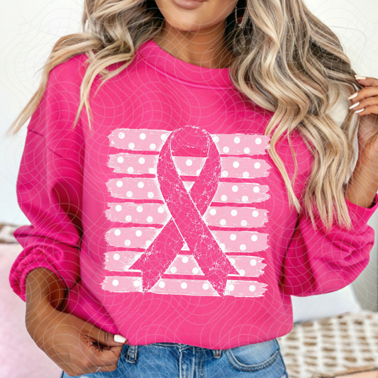 PINK RIBBON STRIPES - DTF TRANSFER