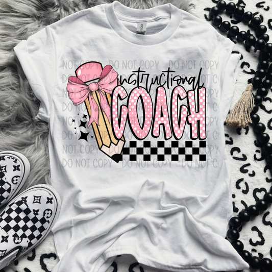 INSTRUCTIONAL COACH POLKA DOTS/CHECKERED PENCIL - DTF TRANSFER