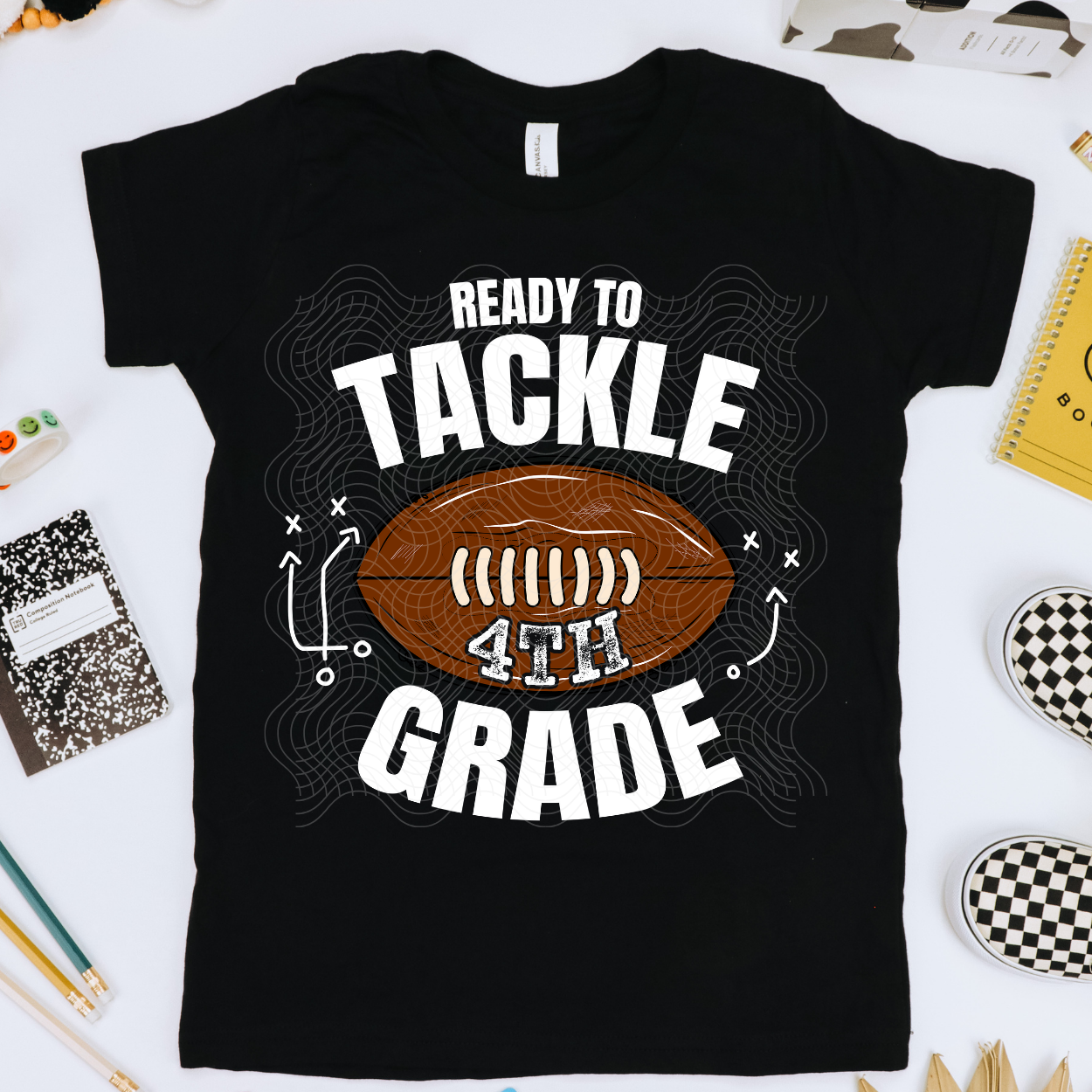 TACKLE FOURTH GRADE, WHT & COLOR - DTF TRANSFER
