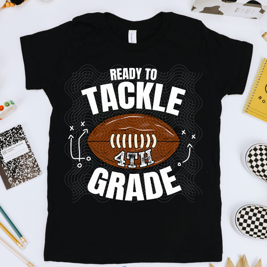 TACKLE FOURTH GRADE, WHT & COLOR - DTF TRANSFER