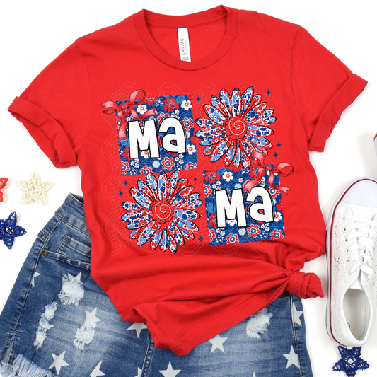 MAMA PATRIOTIC DAISIES - DTF TRANSFER