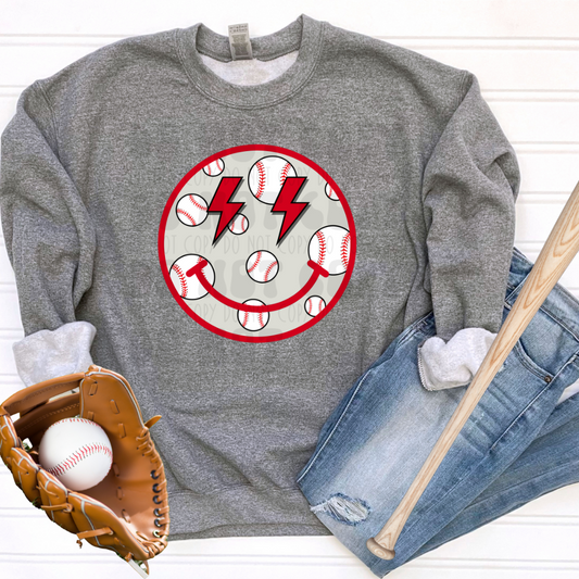 BASEBALL FILLED SMILEY - DTF TRANSFER