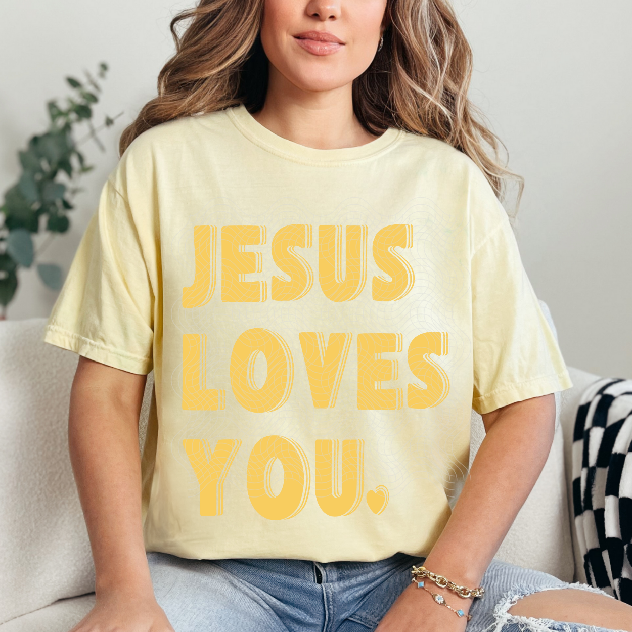 JESUS LOVES YOU YELLOW - DTF TRANSFER