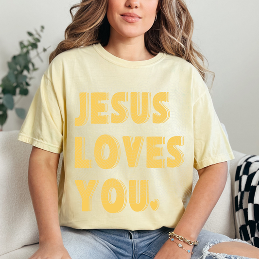 JESUS LOVES YOU YELLOW - DTF TRANSFER
