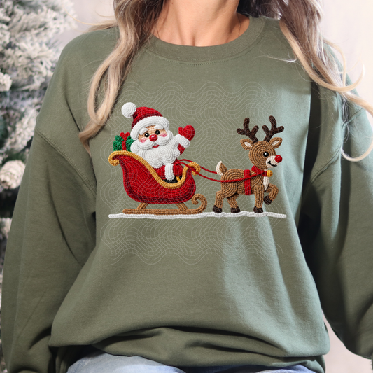 FAUX YARN REINDEER SANTA - DTF TRANSFER