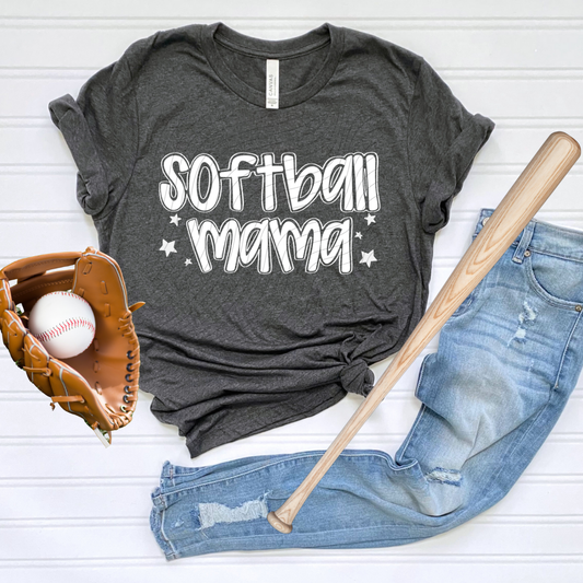 GROOVY SOFTBALL MAMA WHT - DTF TRANSFER