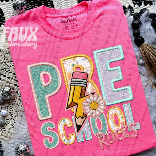 PRESCHOOL FAUX EMBROIDERY GIRL - DTF TRANSFER