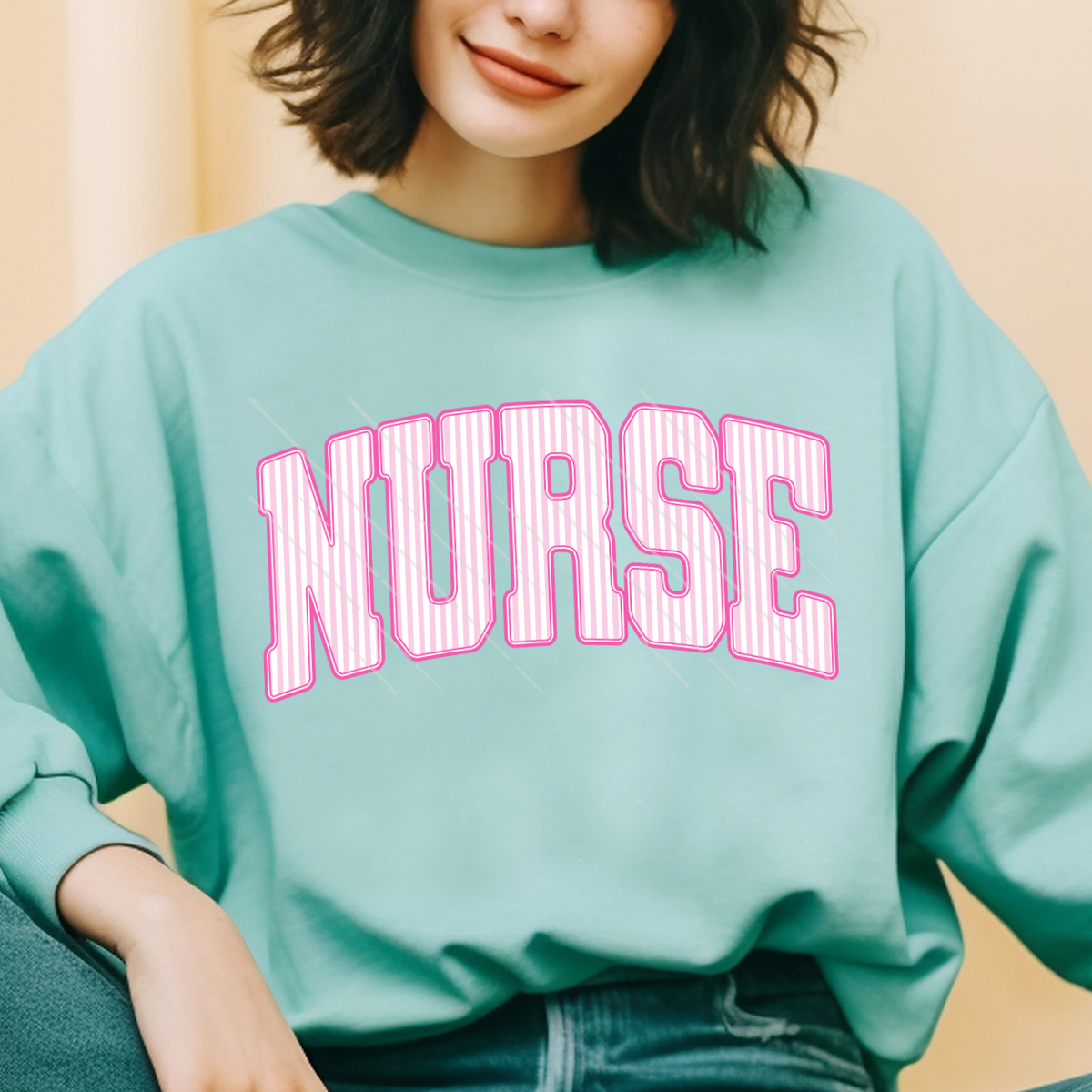 NURSE PINK STRIPE - DTF TRANSFER