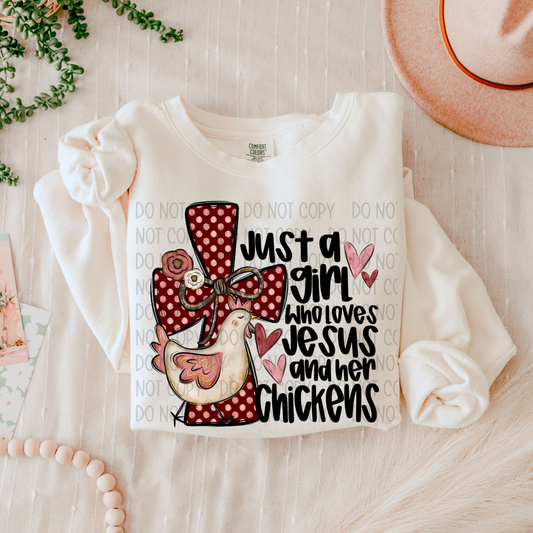 LOVES JESUS AND HER CHICKENS - DTF TRANSFER