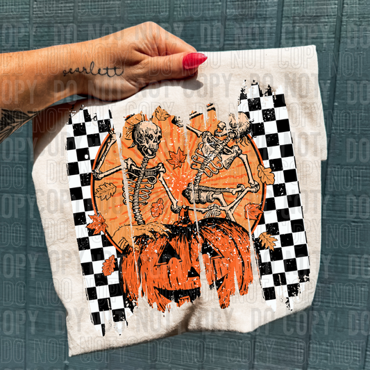 DANCING SKELLIES CHECKERED DISTRESSED - DTF TRANSFER