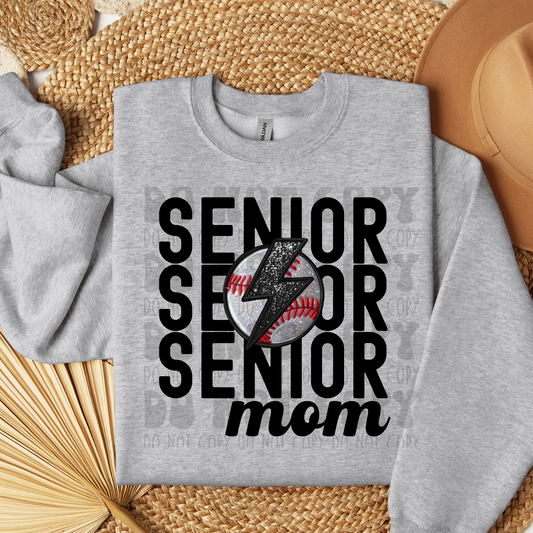 SENIOR MOM FAUX EMBROIDERY BASEBALL - DTF TRANSFER