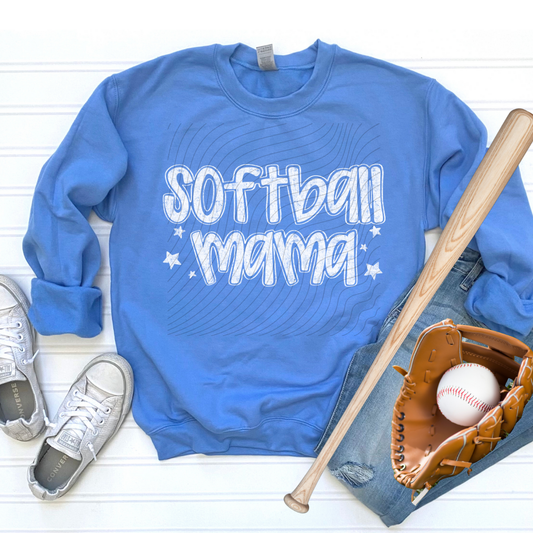 GROOVY SOFTBALL MAMA WHT DISTRESSED - DTF TRANSFER