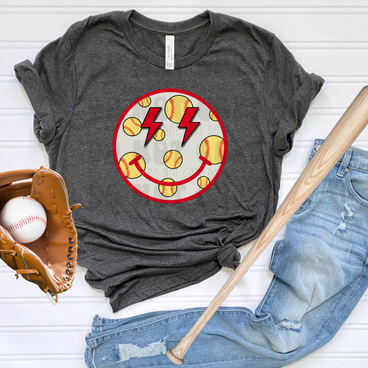 SOFTBALL FILLED SMILEY - DTF TRANSFER