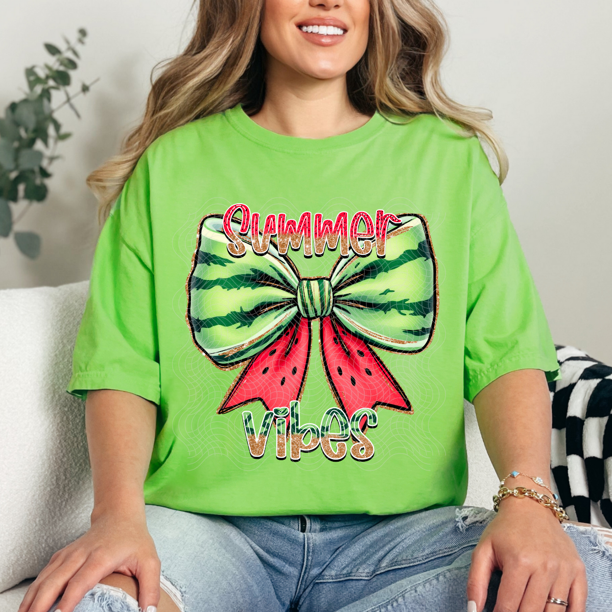SUMMER VIBES WATERMELON BOW - DTF TRANSFER