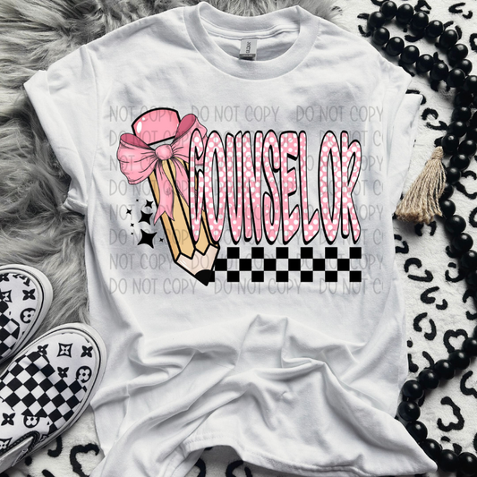 COUNSELOR POLKA DOTS/CHECKERED PENCIL - DTF TRANSFER