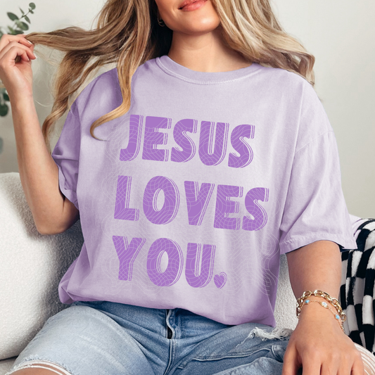 JESUS LOVES YOU PURPLE - DTF TRANSFER