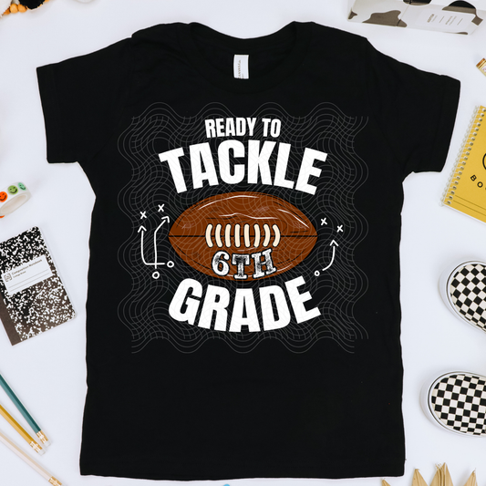 TACKLE SIXTH GRADE, WHT & COLOR - DTF TRANSFER