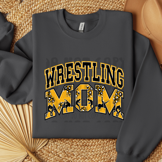 WRESTLING MOM BLACK/YELLOW - DTF TRANSFER