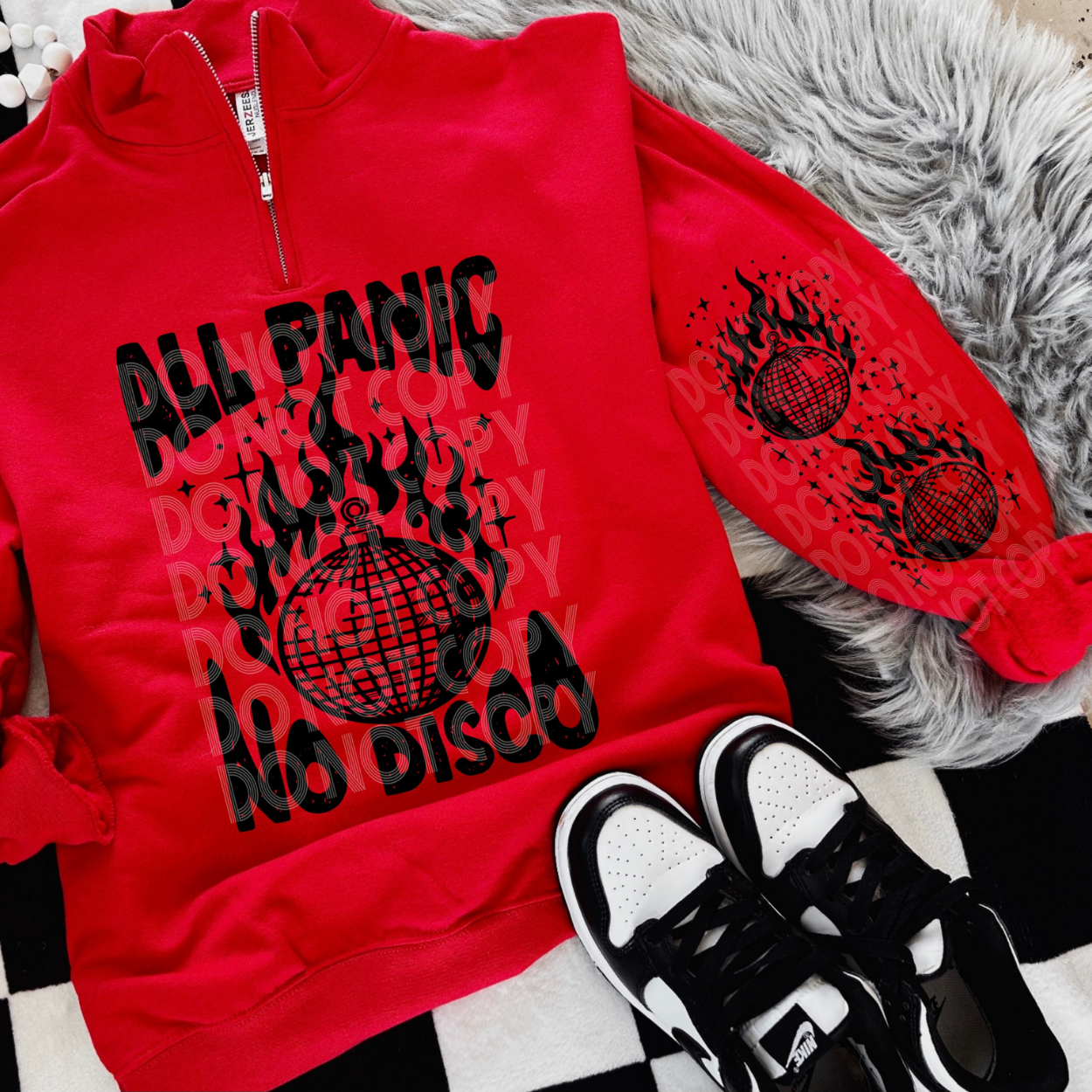 ALL PANIC, NO DISCO W/ SLEEVE - DTF TRANSFER