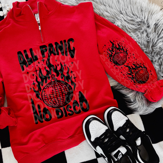 ALL PANIC, NO DISCO W/ SLEEVE - DTF TRANSFER