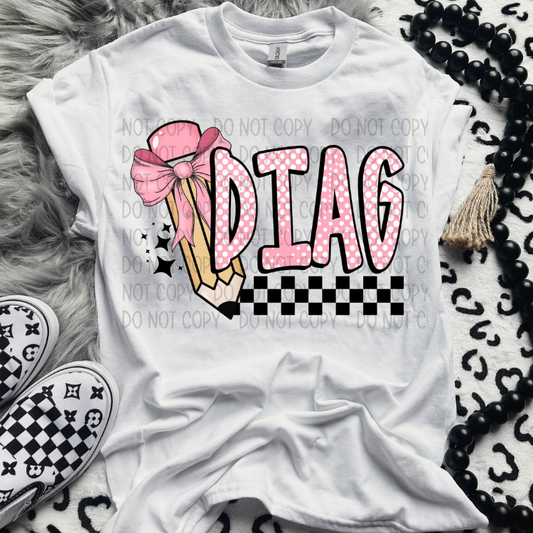 DIAG POLKA DOTS/CHECKERED PENCIL - DTF TRANSFER