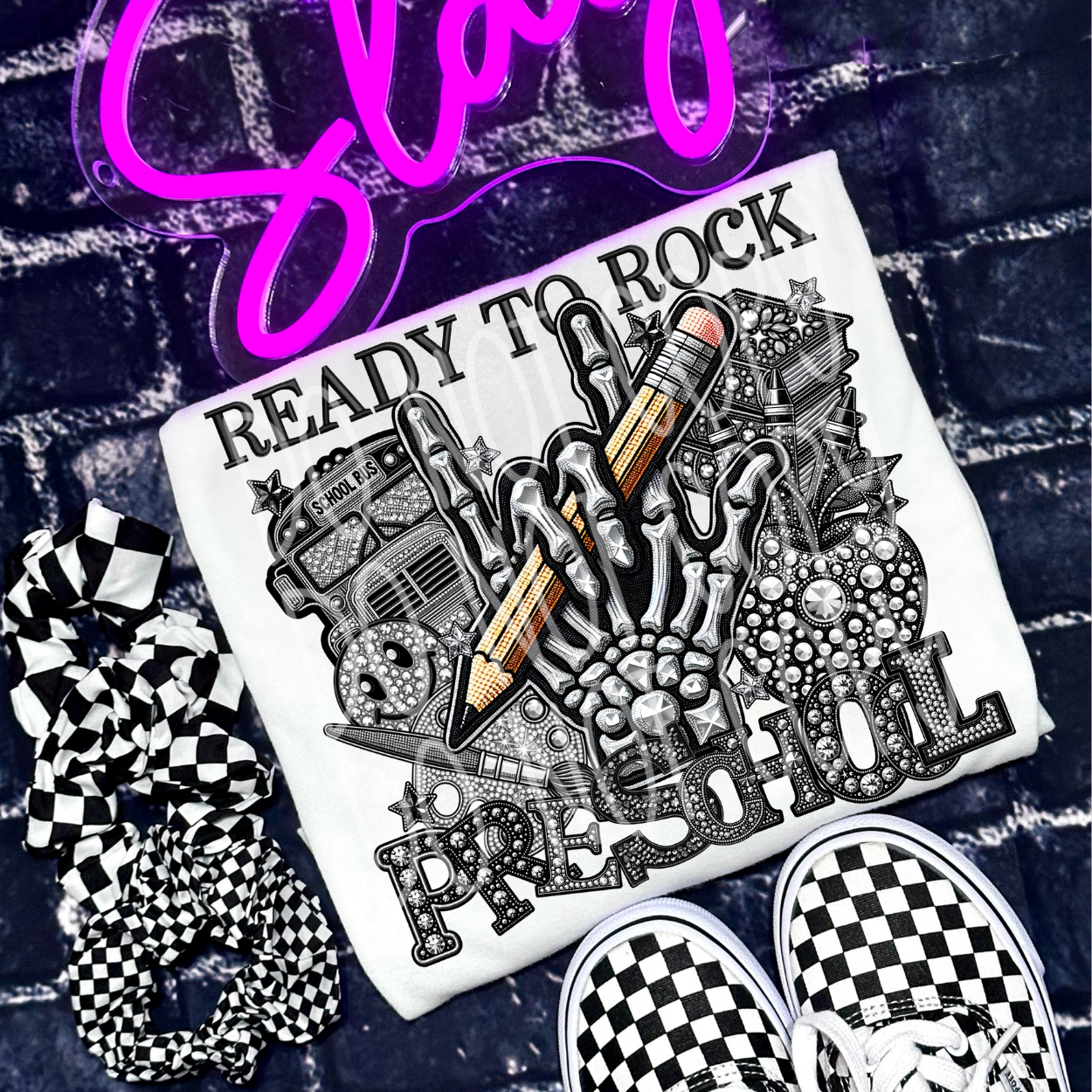 READY TO ROCK PRESCHOOL RHINESTONES - DTF TRANSFER