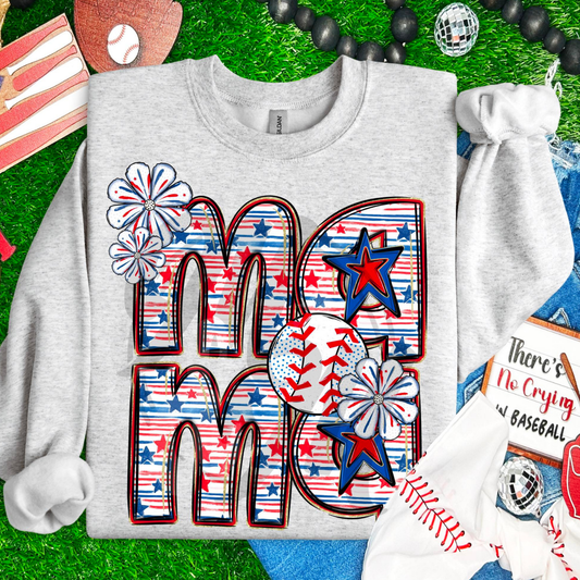 MAMA BASEBALL PATRIOTIC - DTF TRANSFER