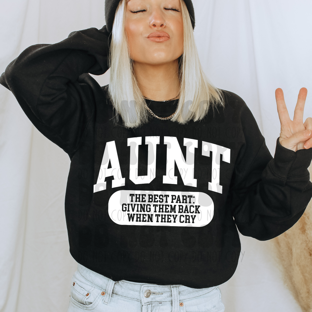 VARSITY AUNT - THE BEST PART WHITE - DTF TRANSFER