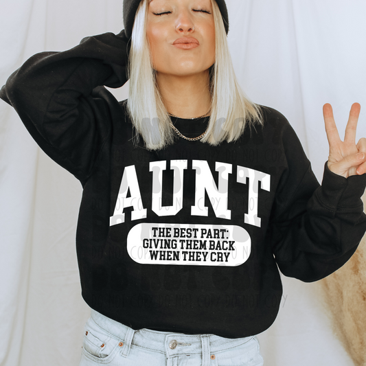 VARSITY AUNT - THE BEST PART WHITE - DTF TRANSFER