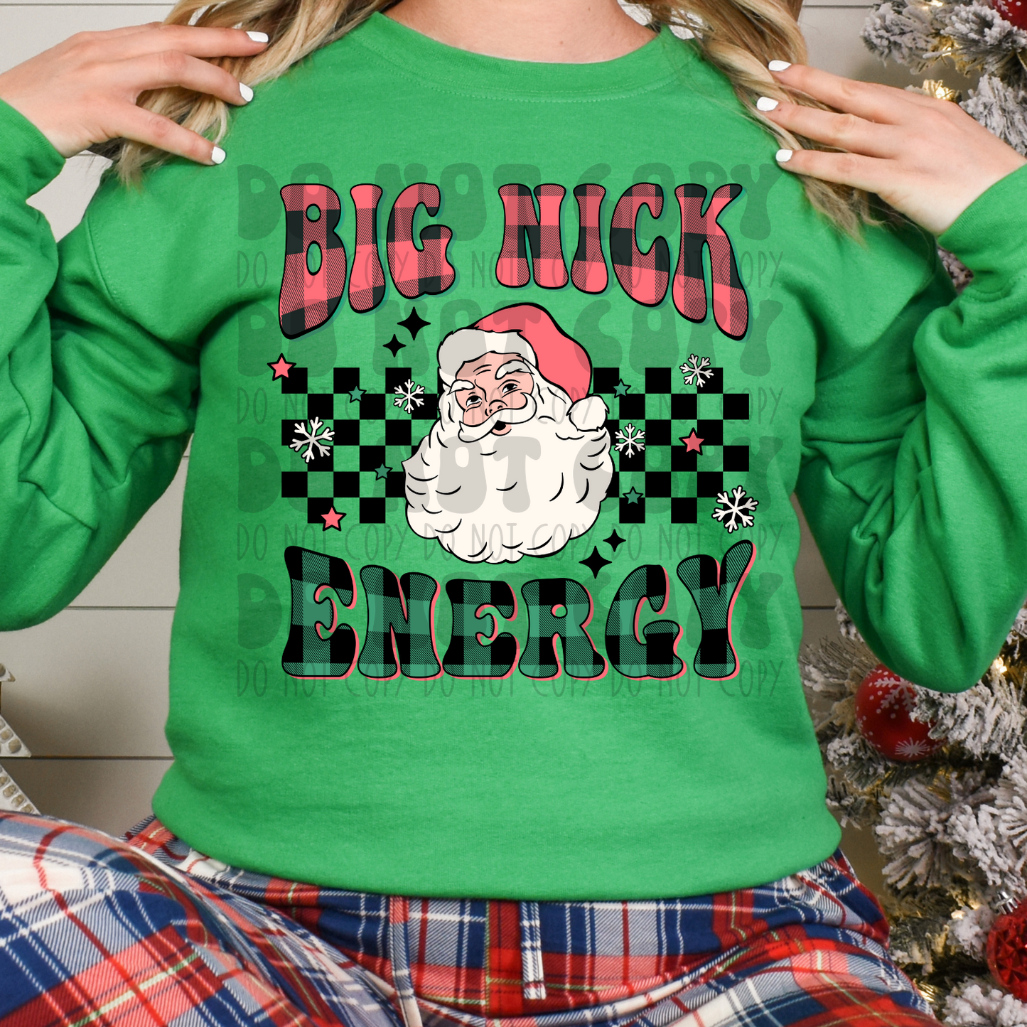 BIG NICK ENERGY RED/GREEN CHECKERED - DTF TRANSFER