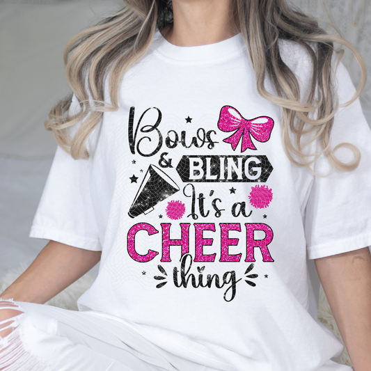 BOWS AND BLING BLK & PINK - DTF TRANSFER