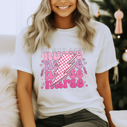 NURSE PINK BOLT - DTF TRANSFER