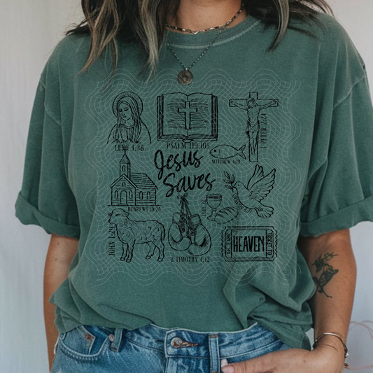 JESUS SAVES COLLAGE - DTF TRANSFER