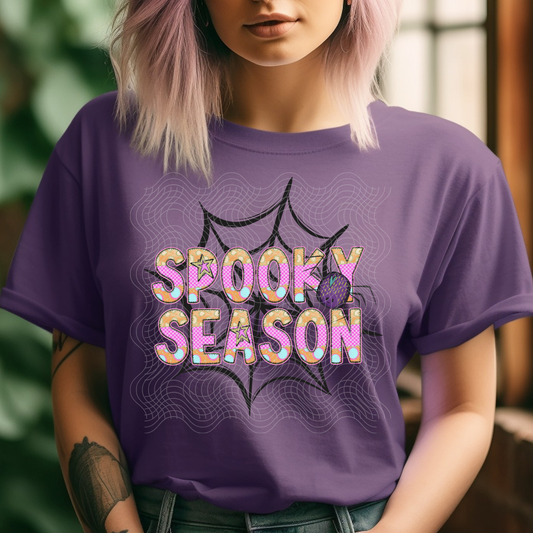 SPOOKY SEASON PINK CHECK - DTF TRANSFER