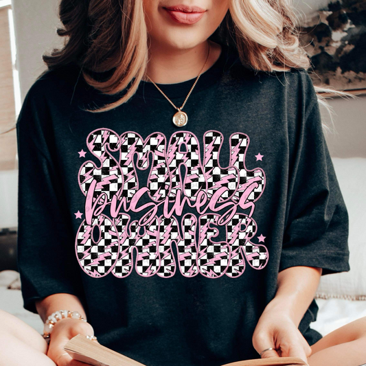 SMALL BUSINESS OWNER CHECKERED PINK - DTF TRANSFER