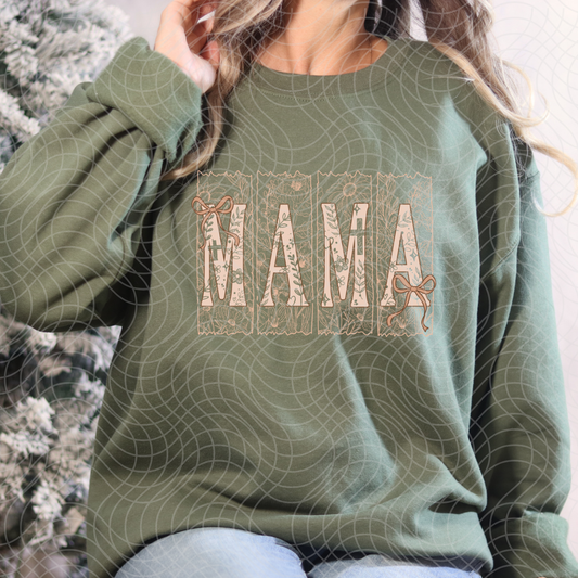 MAMA FLORAL LINE ART LIGHT - DTF TRANSFER