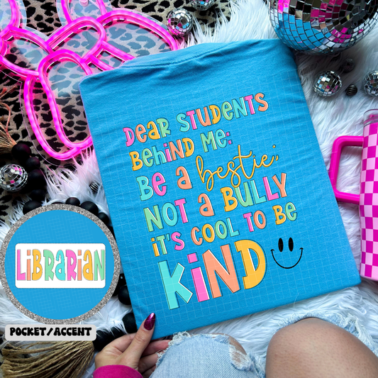 BE KIND - LIBRARIAN POCKET - DTF TRANSFER