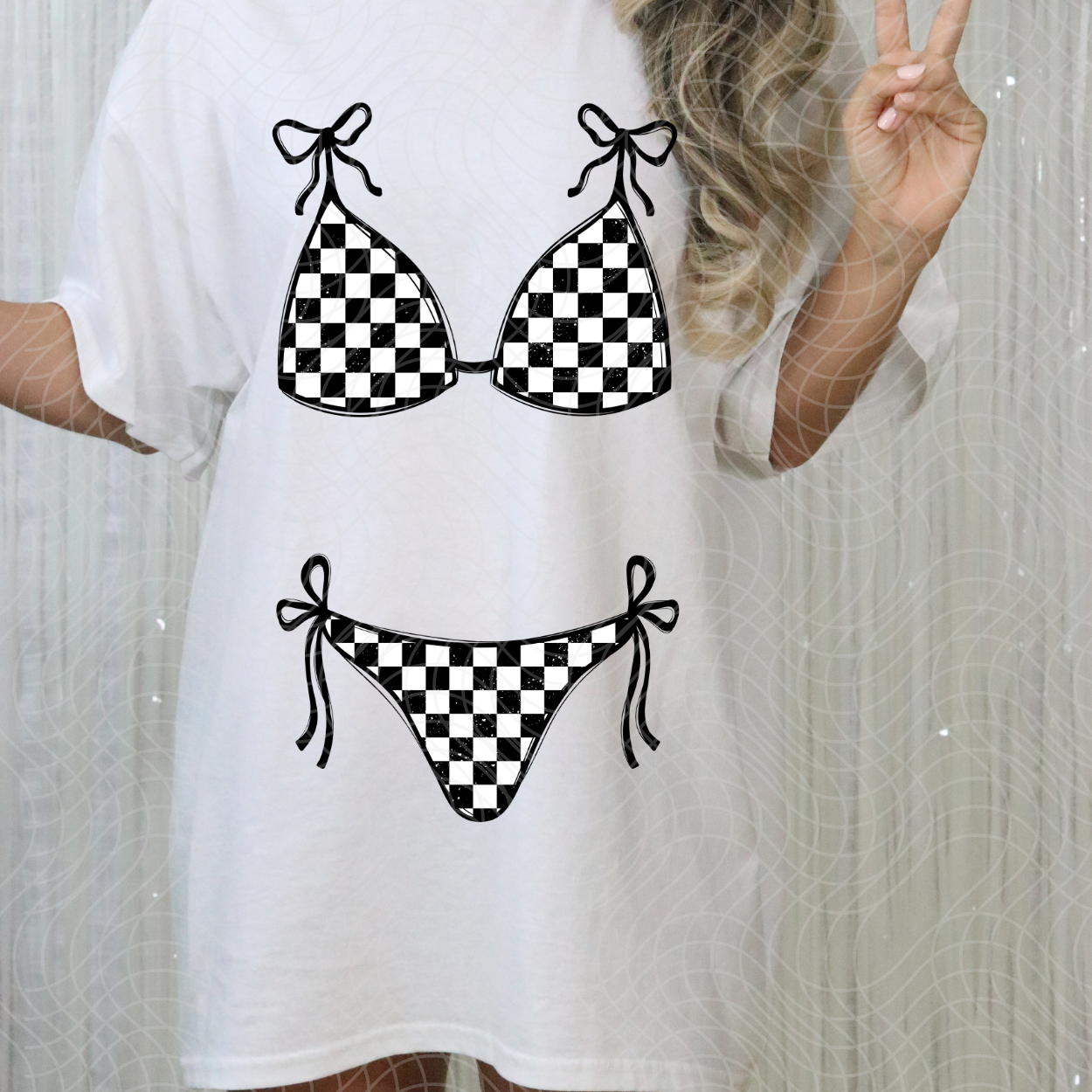BLACK CHECKERED  SWIMSUIT- BOTTOMS ONLY- DTF TRANSFER