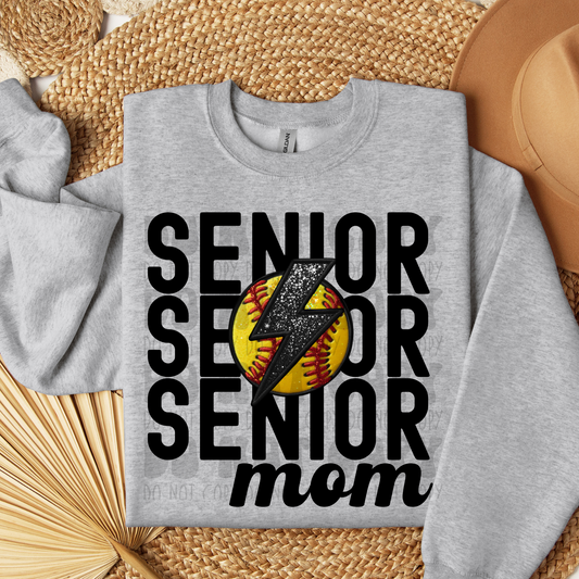 SENIOR MOM FAUX EMBROIDERY SOFTBALL - DTF TRANSFER