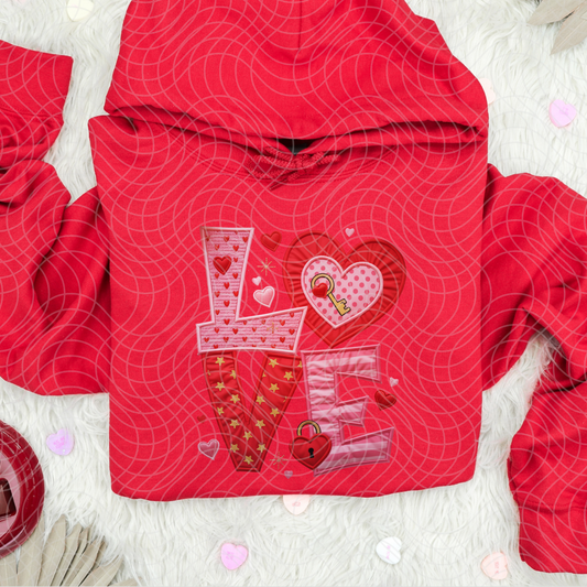 LOVE FAUX FABRIC - DTF TRANSFER