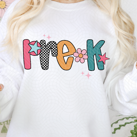 MULIT COLORED PRE-K - DTF TRANSFER
