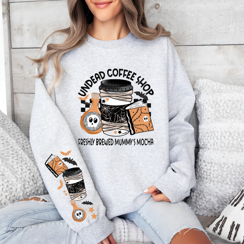 UNDEAD COFFEE SHOP CAFE W/ SLEEVE - DTF TRANSFER